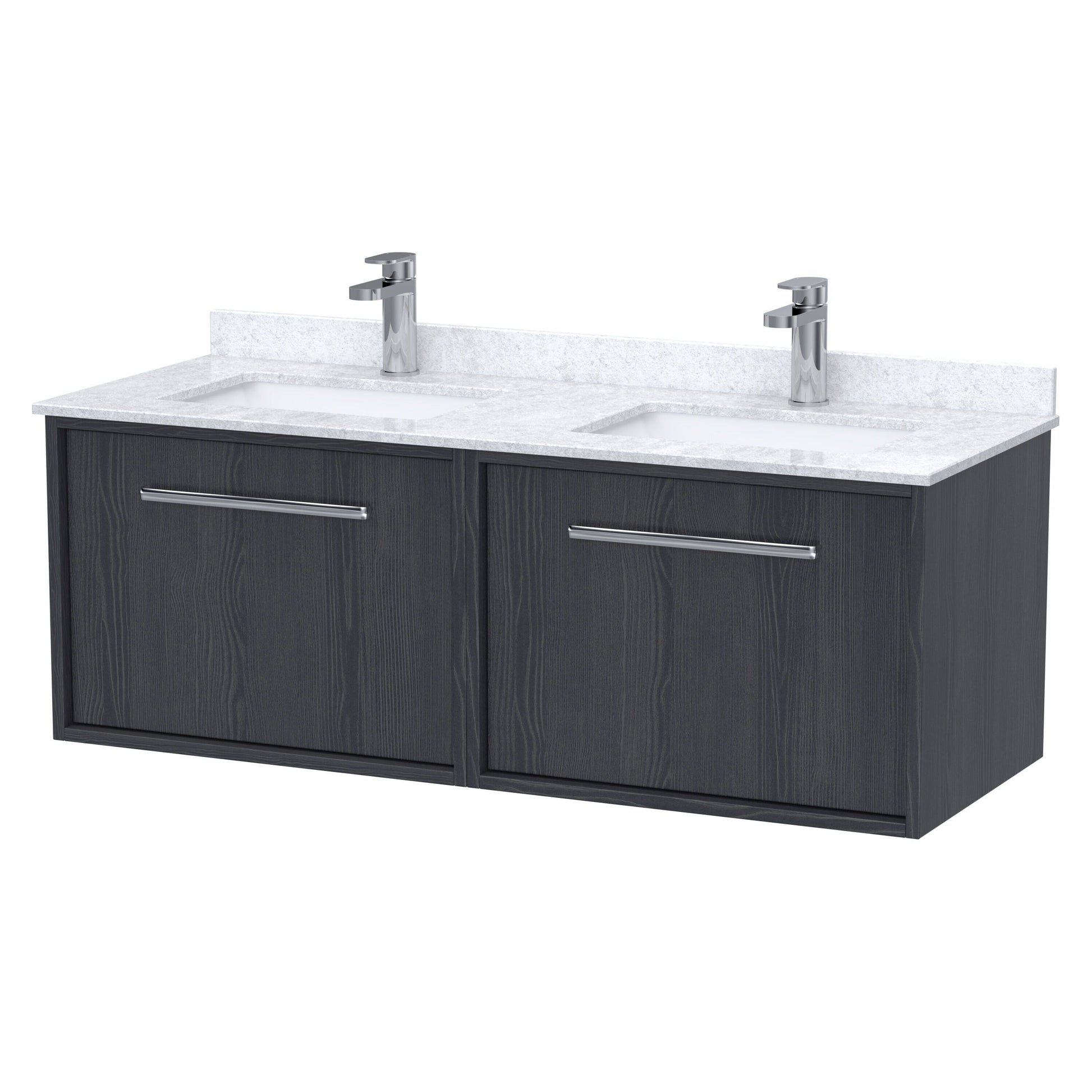 [BFRS2294WS2] Sturbridge Contemporary Wall Hung 2 Drawer 1200mm Vanity Unit with Marble Top and Basin - Choice of Colour - Cutout
