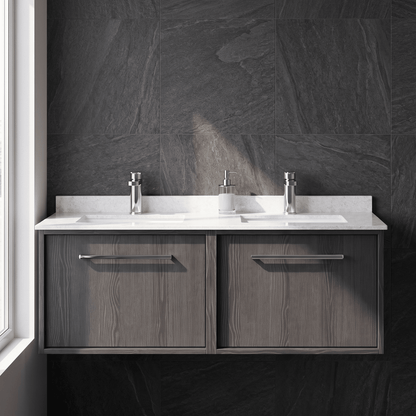 [BFRS2294WS2] Sturbridge Contemporary Wall Hung 2 Drawer 1200mm Vanity Unit with Marble Top and Basin - Choice of Colour - Silo