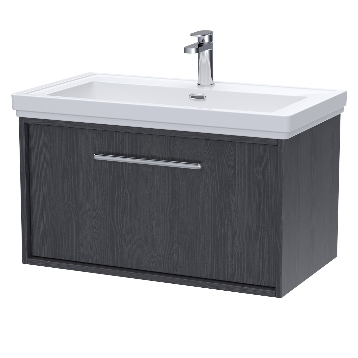 [BFRS2296A] Sturbridge Contemporary Wall Hung 1 Drawer Vanity Unit with Traditional 1 Tap Hole Fireclay Basin - Choice of Size and Colour - Cutout