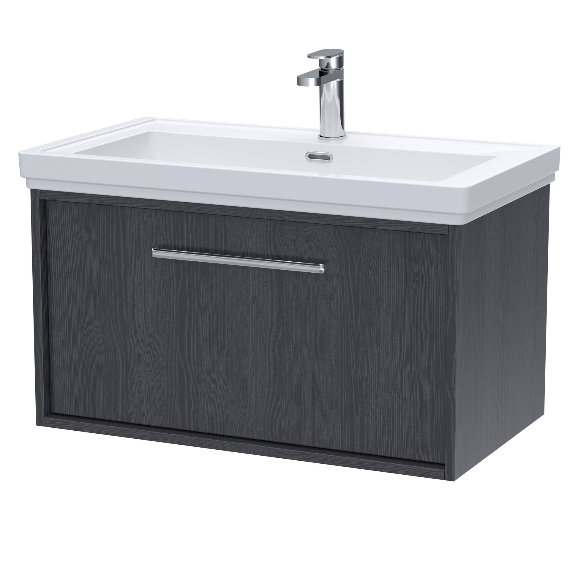[BFRS2296A] Sturbridge Contemporary Wall Hung 1 Drawer Vanity Unit with Traditional 1 Tap Hole Fireclay Basin - Choice of Size and Colour - Cutout
