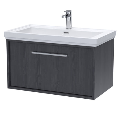 [BFRS2296A] Sturbridge Contemporary Wall Hung 1 Drawer Vanity Unit with Traditional 1 Tap Hole Fireclay Basin - Choice of Size and Colour - Cutout