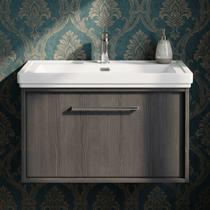 [BFRS2296A] Sturbridge Contemporary Wall Hung 1 Drawer Vanity Unit with Traditional 1 Tap Hole Fireclay Basin - Choice of Size and Colour - Silo