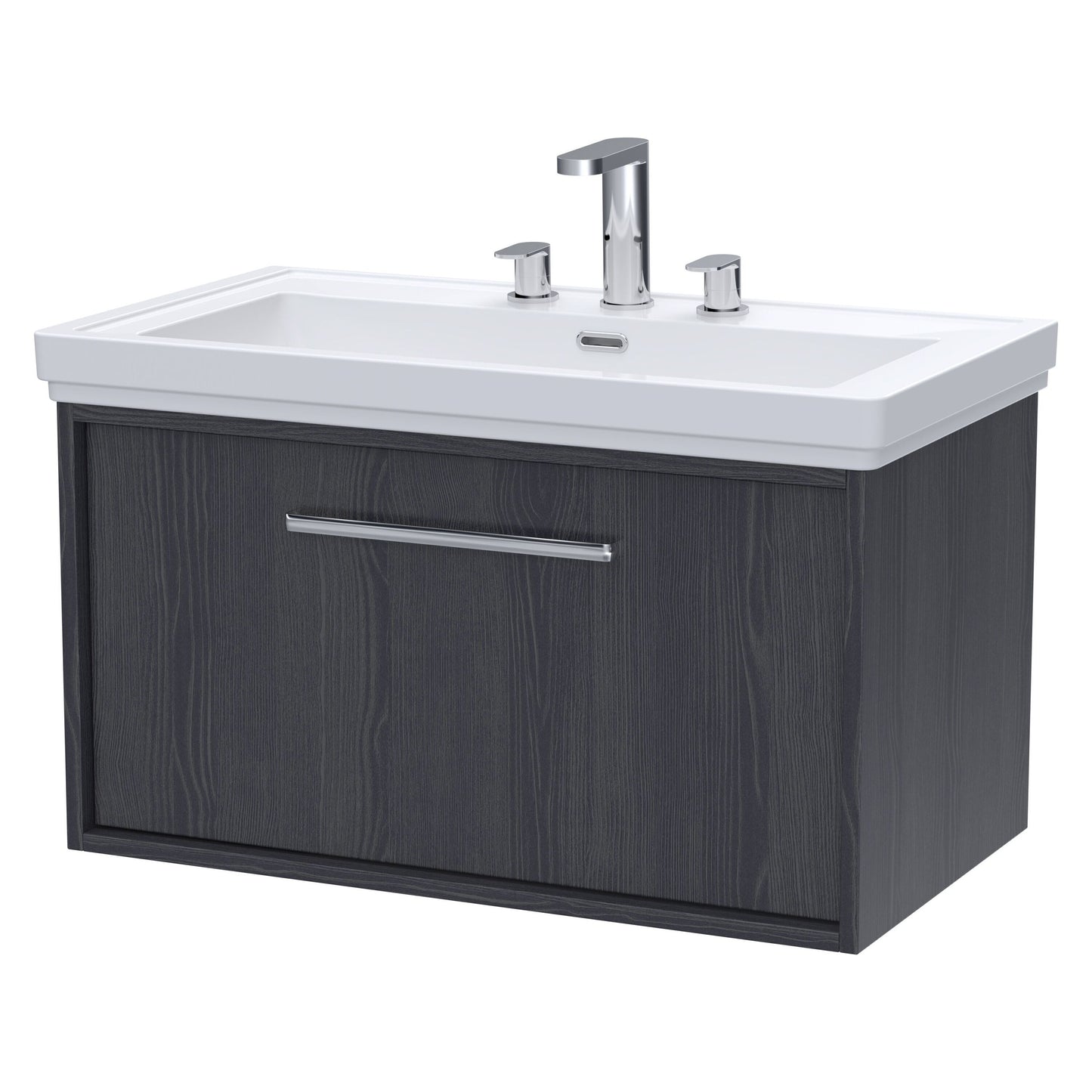 [BFRS2296B] Sturbridge Contemporary Wall Hung 1 Drawer Vanity Unit with Traditional 3 Tap Hole Fireclay Basin - Choice of Size and Colour - Cutout