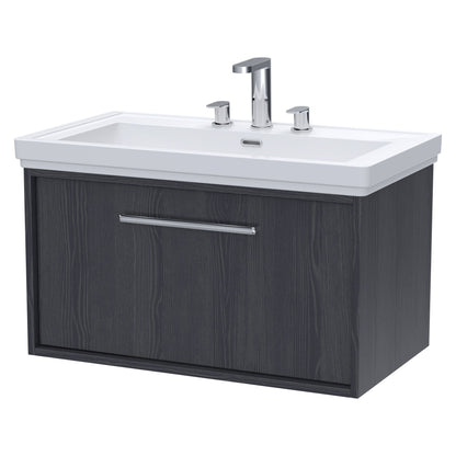 [BFRS2296B] Sturbridge Contemporary Wall Hung 1 Drawer Vanity Unit with Traditional 3 Tap Hole Fireclay Basin - Choice of Size and Colour - Cutout