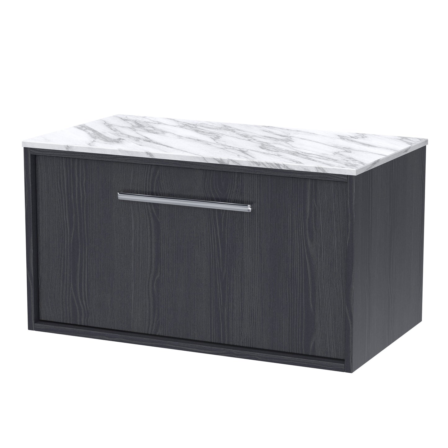 [BFRS2296CMT] Sturbridge Contemporary Wall Hung 1 Drawer Vanity Unit with Carrera Marble Top - Choice of Size and Colour - Cutout