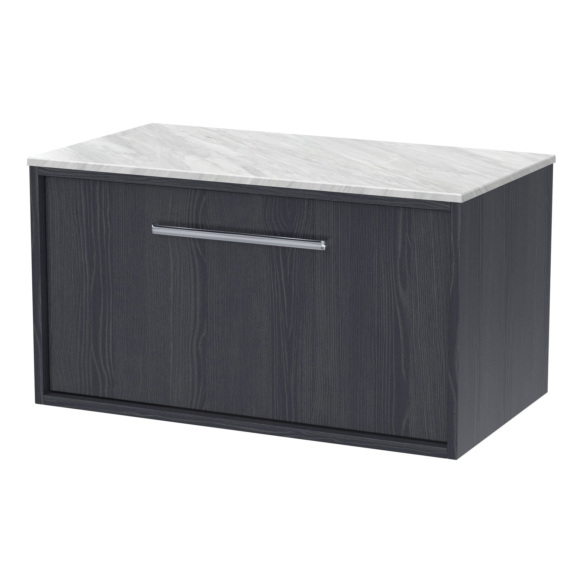 [BFRS2296GMT] Sturbridge Contemporary Wall Hung 1 Drawer Vanity Unit with Grey Marble Top - Choice of Size and Colour - Cutout