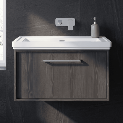 [BFRS2296H] Sturbridge Contemporary Wall Hung 1 Drawer Vanity Unit with Traditional 0 Tap Hole Fireclay Basin - Choice of Size and Colour - Silo