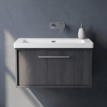 [BFRS2296K] Sturbridge Contemporary Wall Hung 1 Drawer Vanity Unit with 0 Tap Hole Fireclay Basin - Choice of Size and Colour - Silo