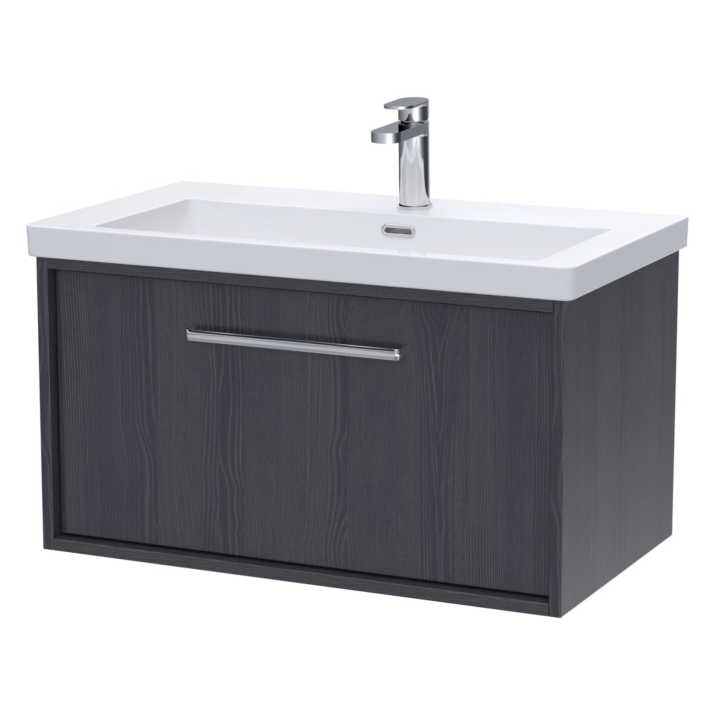 [BFRS2296L] Sturbridge Contemporary Wall Hung 1 Drawer Vanity Unit with 1 Tap Hole Contemporary Fireclay Basin - Choice of Size and Colour - Cutout