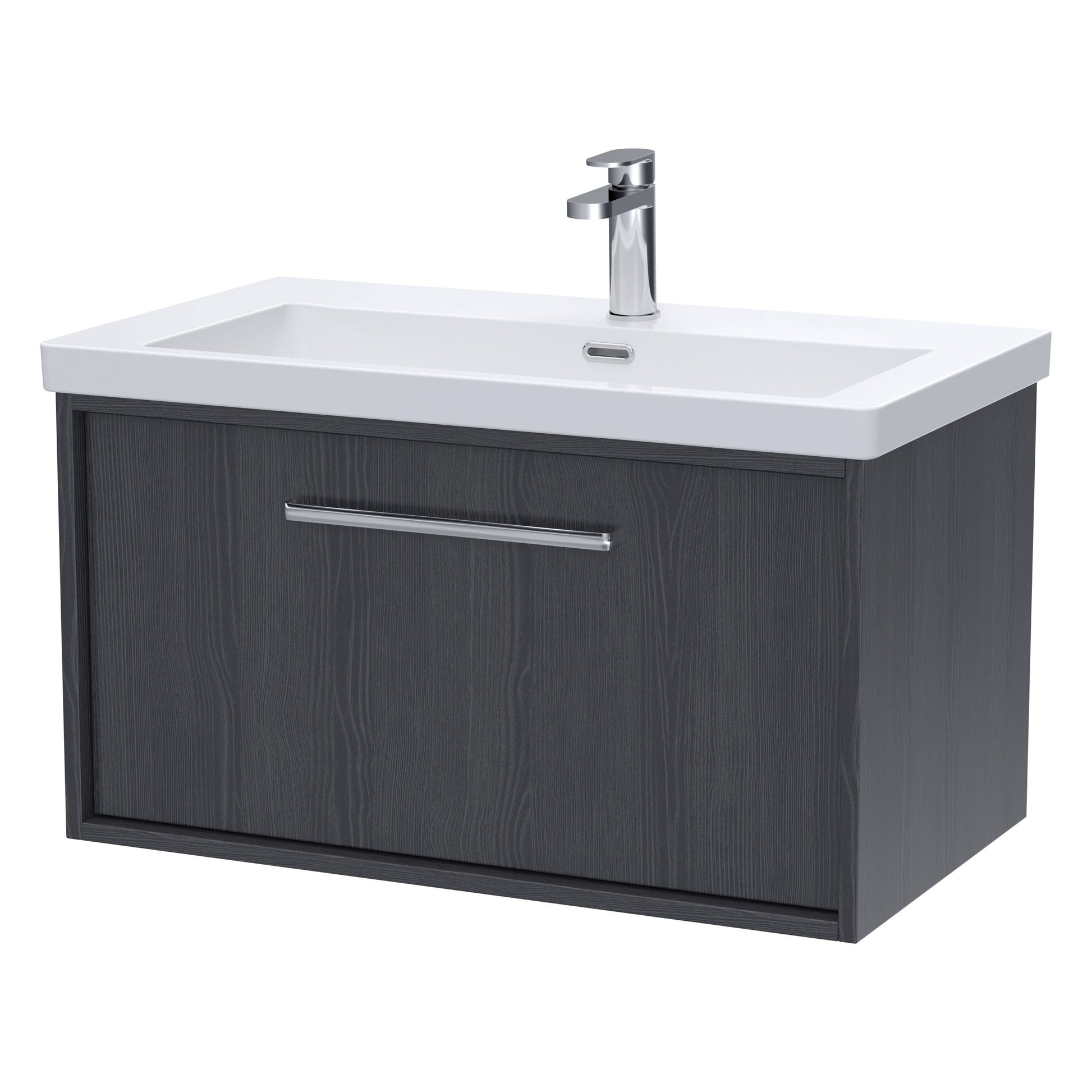 [BFRS2296L] Sturbridge Contemporary Wall Hung 1 Drawer Vanity Unit with 1 Tap Hole Contemporary Fireclay Basin - Choice of Size and Colour - Cutout