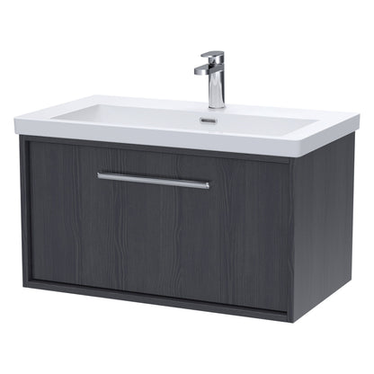 [BFRS2296L] Sturbridge Contemporary Wall Hung 1 Drawer Vanity Unit with 1 Tap Hole Contemporary Fireclay Basin - Choice of Size and Colour - Cutout
