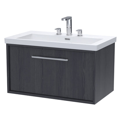 [BFRS2296M] Sturbridge Contemporary Wall Hung 1 Drawer Vanity Unit with 3 Tap Hole Fireclay Basin - Choice of Size and Colour - Cutout