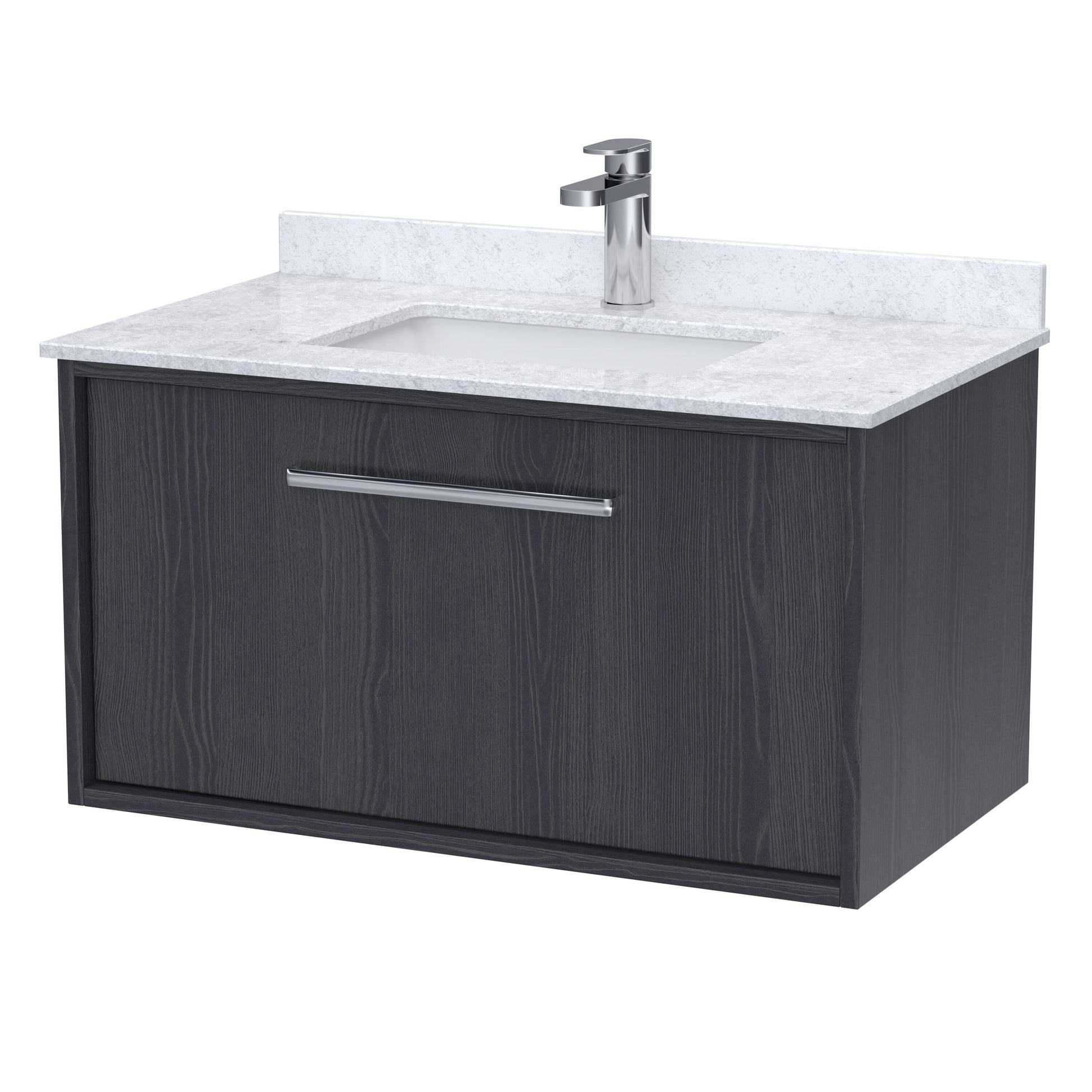[BFRS2296WS1] Sturbridge Contemporary Wall Hung 1 Drawer Vanity Unit with Marble Top and Basin - Choice of Size and Colour - Cutout