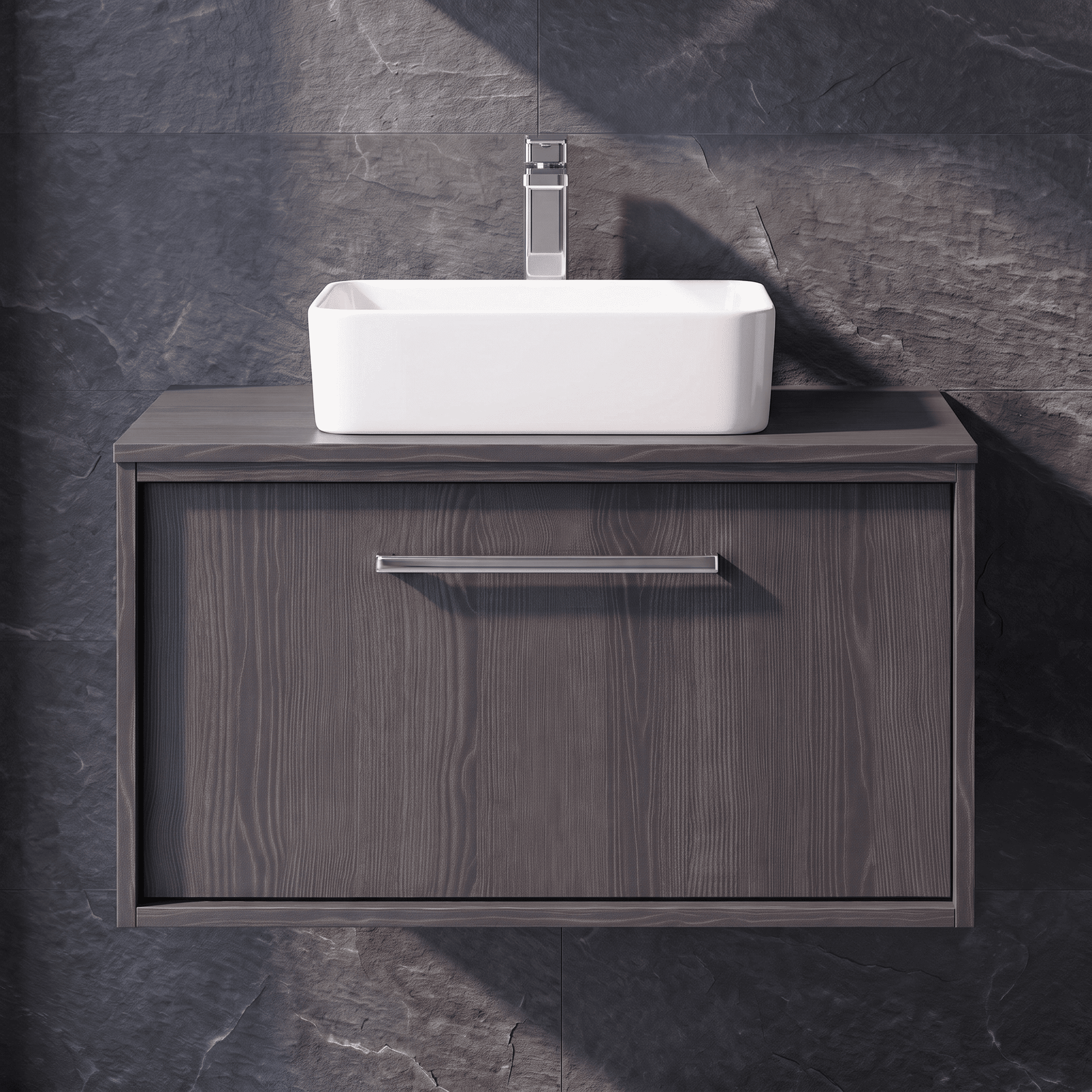 [BFRS2296W] Sturbridge Contemporary Wall Hung 1 Drawer Vanity Unit with Laminate Worktop - Choice of Size and Colour - Silo