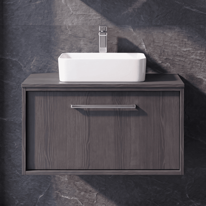 [BFRS2296W] Sturbridge Contemporary Wall Hung 1 Drawer Vanity Unit with Laminate Worktop - Choice of Size and Colour - Silo