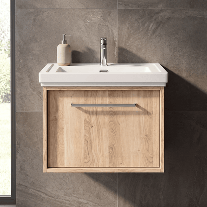 [BFRS3094A] Sturbridge Contemporary Wall Hung 1 Drawer Vanity Unit with Traditional 1 Tap Hole Fireclay Basin - Choice of Size and Colour - Silo