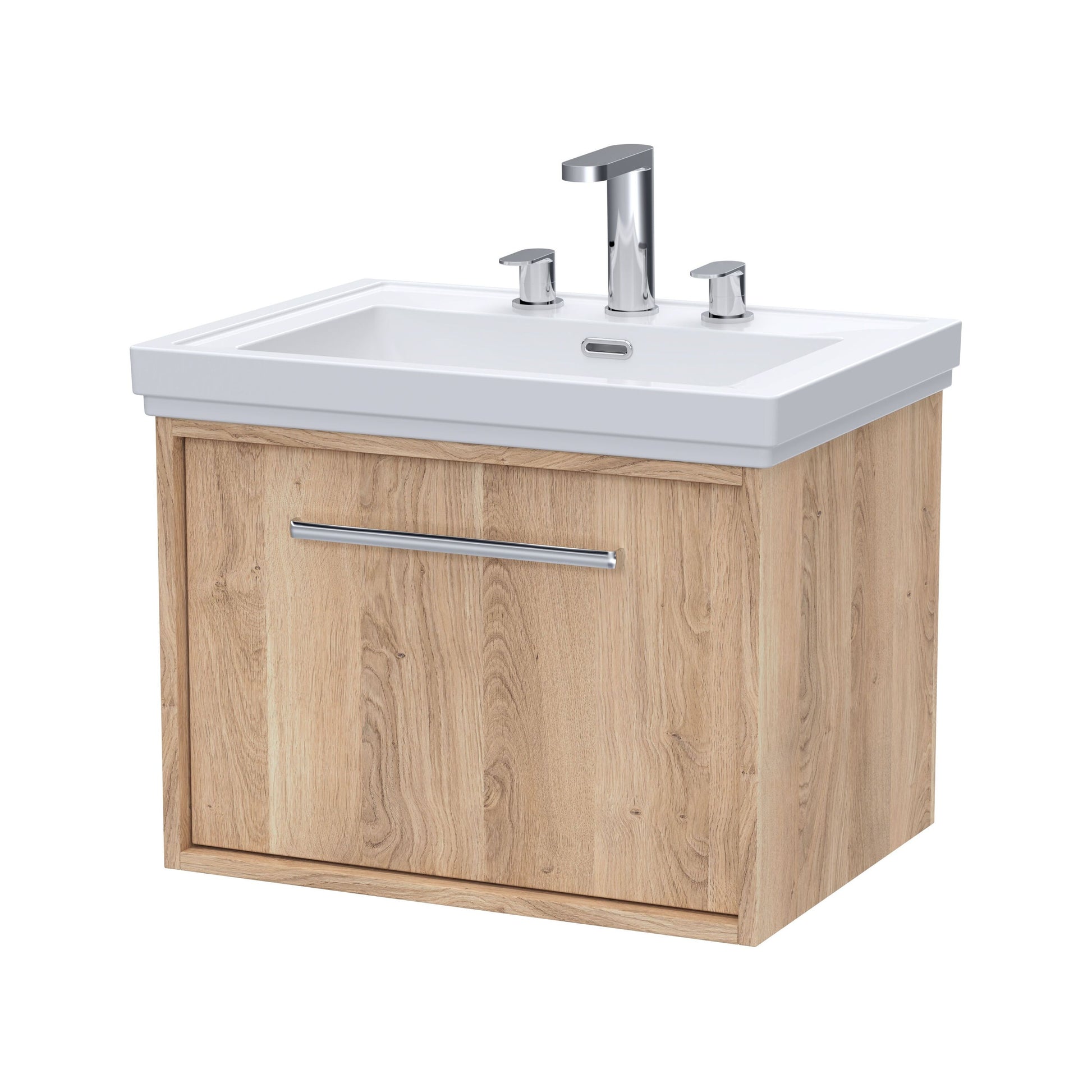 [BFRS3094B] Sturbridge Contemporary Wall Hung 1 Drawer Vanity Unit with Traditional 3 Tap Hole Fireclay Basin - Choice of Size and Colour - Cutout