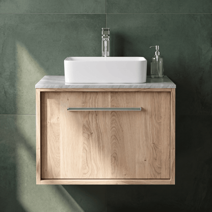 [BFRS3094GMT] Sturbridge Contemporary Wall Hung 1 Drawer Vanity Unit with Grey Marble Top - Choice of Size and Colour - Silo