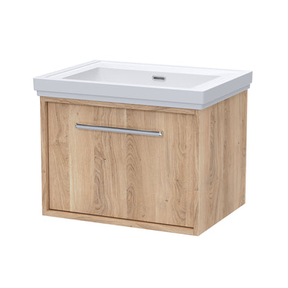 [BFRS3094H] Sturbridge Contemporary Wall Hung 1 Drawer Vanity Unit with Traditional 0 Tap Hole Fireclay Basin - Choice of Size and Colour - Cutout