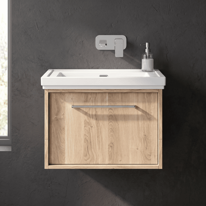 [BFRS3094H] Sturbridge Contemporary Wall Hung 1 Drawer Vanity Unit with Traditional 0 Tap Hole Fireclay Basin - Choice of Size and Colour - Silo