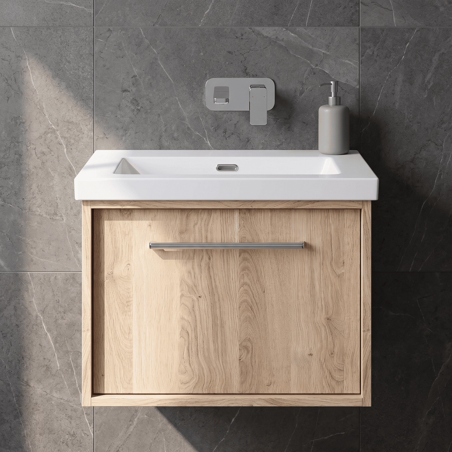 [BFRS3094K] Sturbridge Contemporary Wall Hung 1 Drawer Vanity Unit with 0 Tap Hole Fireclay Basin - Choice of Size and Colour - Silo