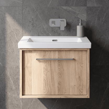 [BFRS3094K] Sturbridge Contemporary Wall Hung 1 Drawer Vanity Unit with 0 Tap Hole Fireclay Basin - Choice of Size and Colour - Silo