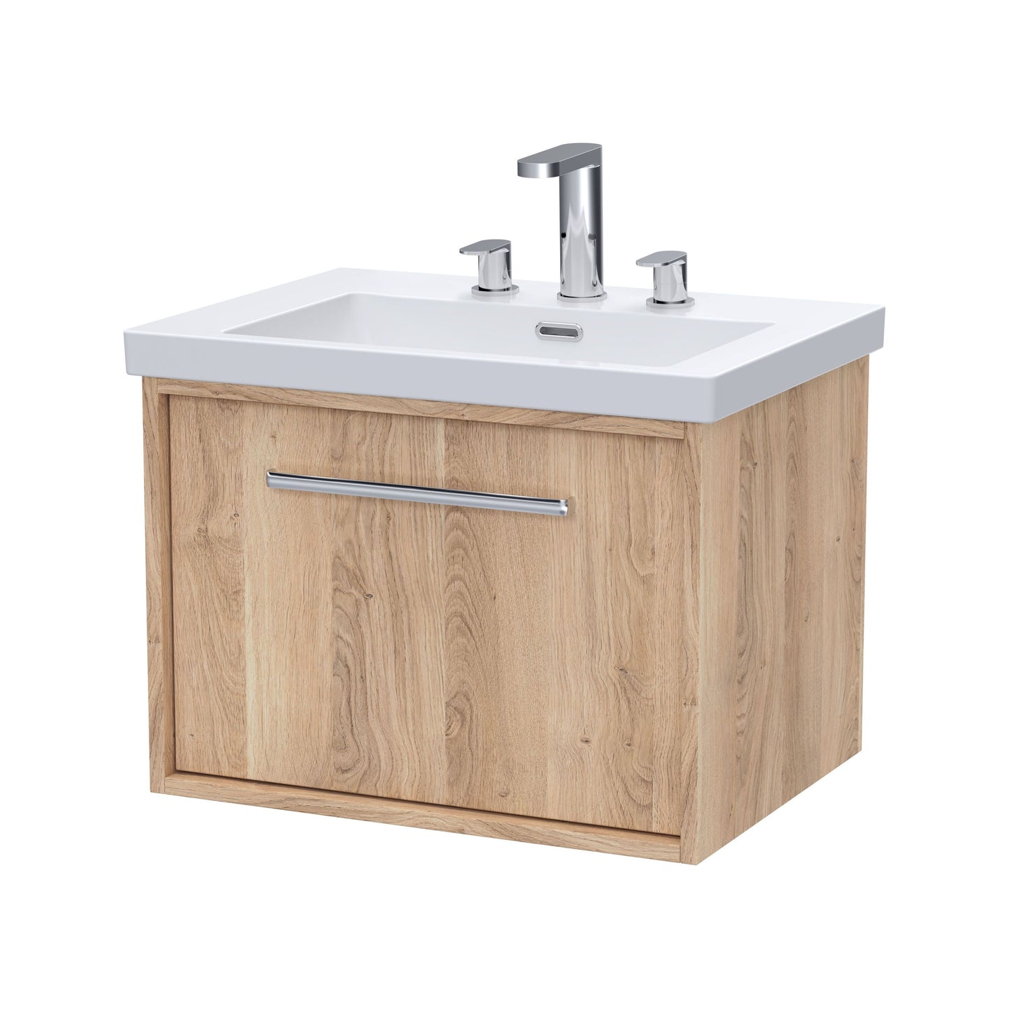 [BFRS3094M] Sturbridge Contemporary Wall Hung 1 Drawer Vanity Unit with 3 Tap Hole Fireclay Basin - Choice of Size and Colour - Cutout