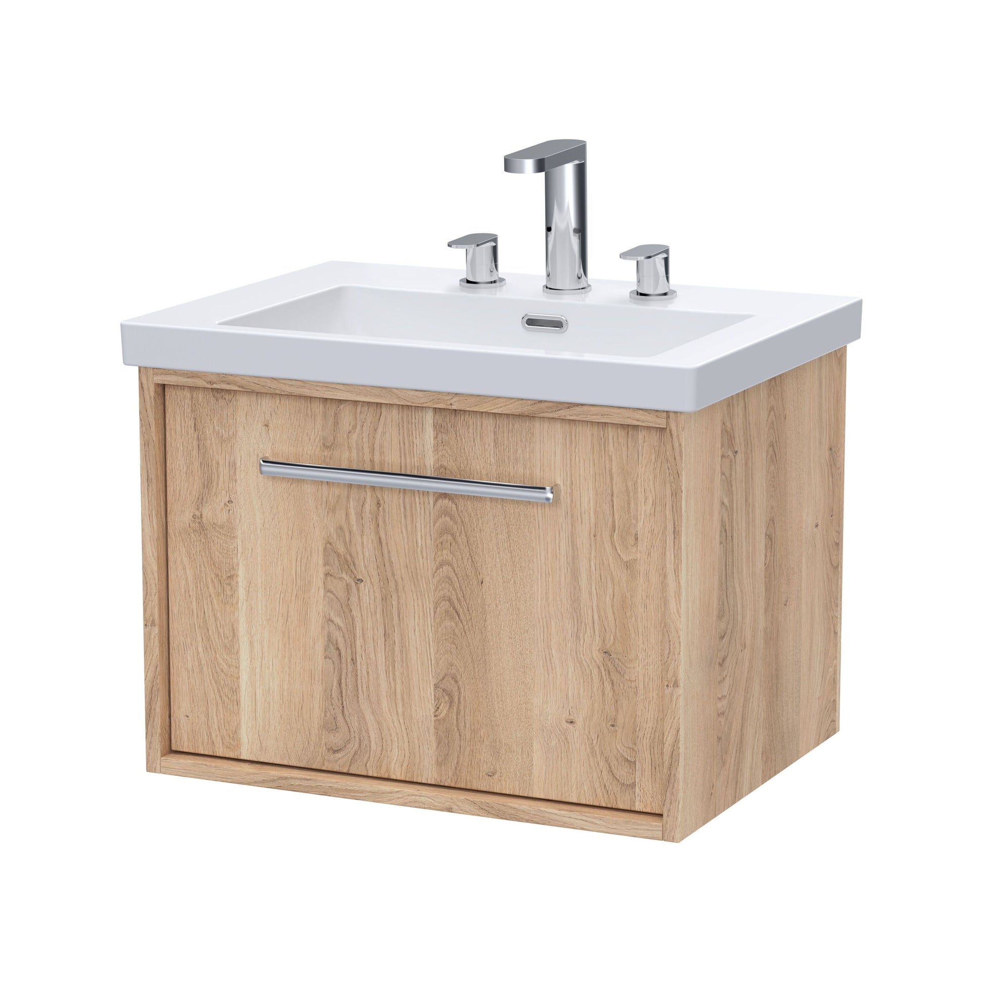 [BFRS3094M] Sturbridge Contemporary Wall Hung 1 Drawer Vanity Unit with 3 Tap Hole Fireclay Basin - Choice of Size and Colour - Cutout