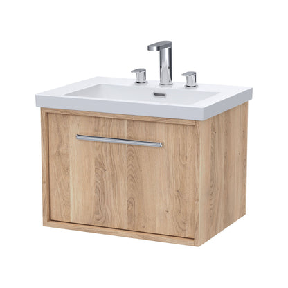 [BFRS3094M] Sturbridge Contemporary Wall Hung 1 Drawer Vanity Unit with 3 Tap Hole Fireclay Basin - Choice of Size and Colour - Cutout