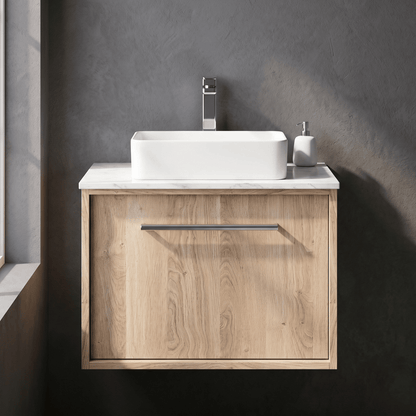 [BFRS3094WMT] Sturbridge Contemporary Wall Hung 1 Drawer Vanity Unit with White Marble Top - Choice of Size and Colour - Silo
