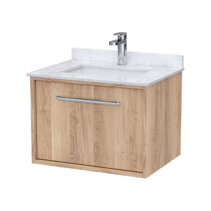 [BFRS3094WS1] Sturbridge Contemporary Wall Hung 1 Drawer Vanity Unit with Marble Top and Basin - Choice of Size and Colour - Cutout
