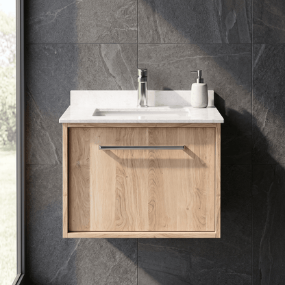 [BFRS3094WS1] Sturbridge Contemporary Wall Hung 1 Drawer Vanity Unit with Marble Top and Basin - Choice of Size and Colour - Silo