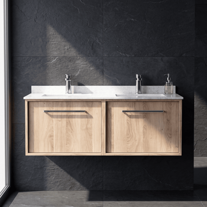 [BFRS3094WS2] Sturbridge Contemporary Wall Hung 2 Drawer 1200mm Vanity Unit with Marble Top and Basin - Choice of Colour - Silo