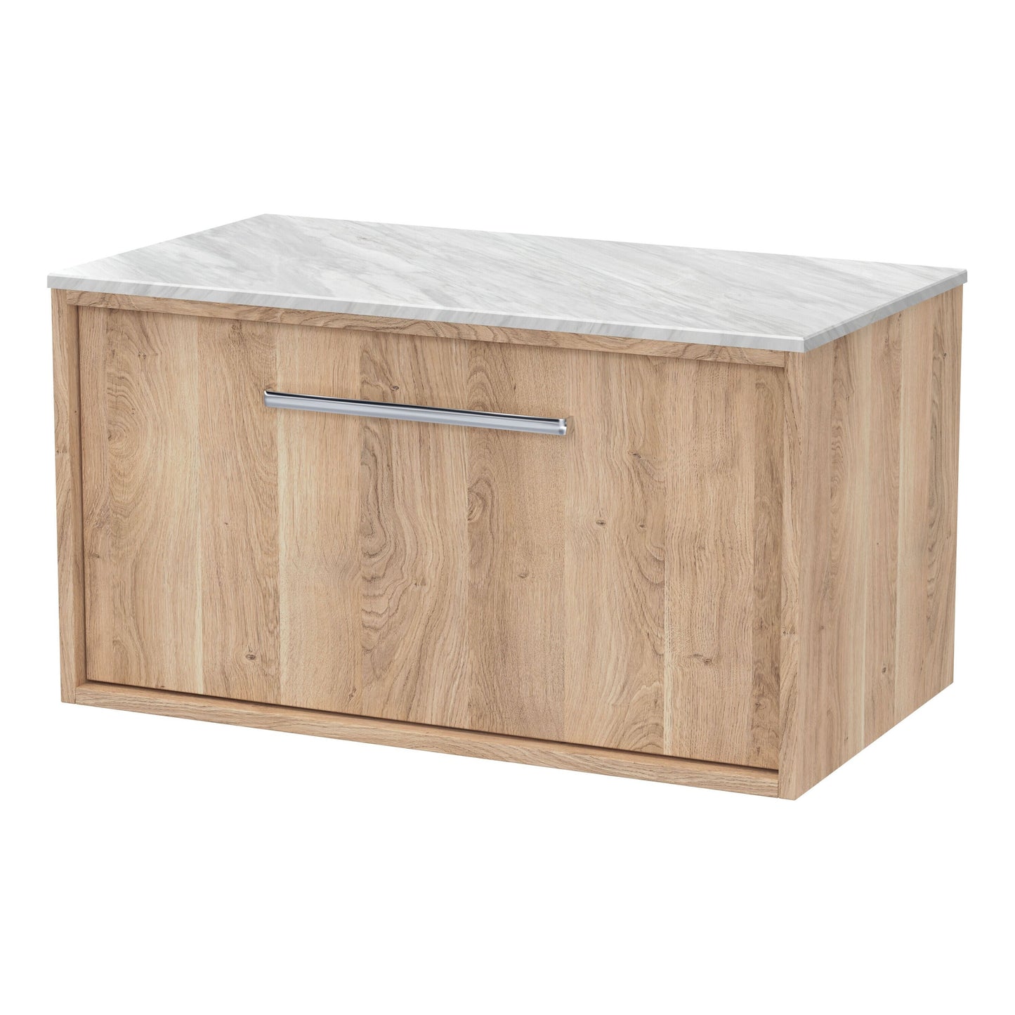 [BFRS3096GMT] Sturbridge Contemporary Wall Hung 1 Drawer Vanity Unit with Grey Marble Top - Choice of Size and Colour - Cutout