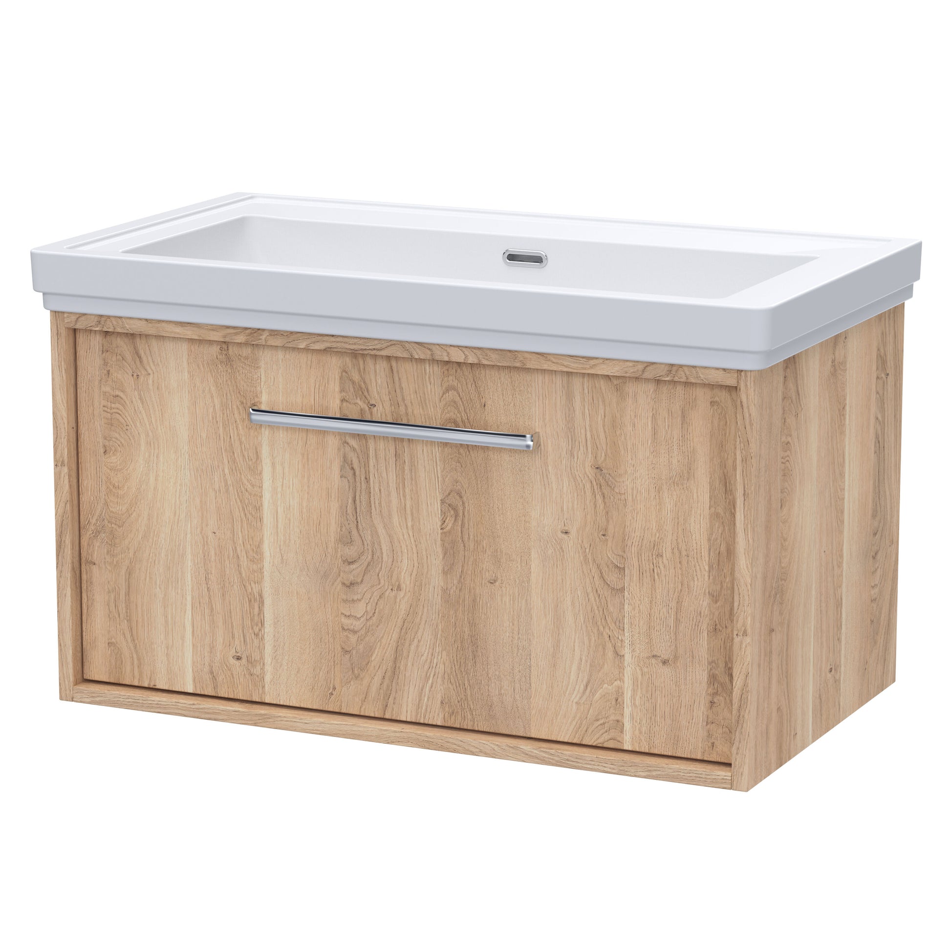 [BFRS3096H] Sturbridge Contemporary Wall Hung 1 Drawer Vanity Unit with Traditional 0 Tap Hole Fireclay Basin - Choice of Size and Colour - Cutout