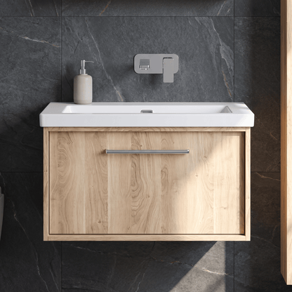 [BFRS3096K] Sturbridge Contemporary Wall Hung 1 Drawer Vanity Unit with 0 Tap Hole Fireclay Basin - Choice of Size and Colour - Silo