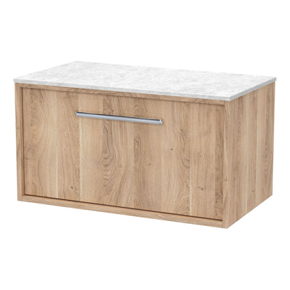 [BFRS3096WMT] Sturbridge Contemporary Wall Hung 1 Drawer Vanity Unit with White Marble Top - Choice of Size and Colour - Cutout