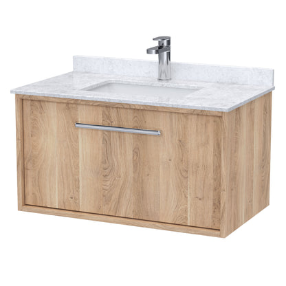 [BFRS3096WS1] Sturbridge Contemporary Wall Hung 1 Drawer Vanity Unit with Marble Top and Basin - Choice of Size and Colour - Cutout