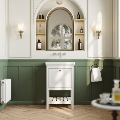 [BFRY123H] Coppenhall Traditional 1 Drawer Floor Standing Vanity Basin Unit with 0 Tap Hole Fireclay Basin, Choice of Size and Colour - Lifestyle 1
