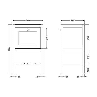 [BFRY123N] 500 F/S Single Drawer Unit - Technical Drawing