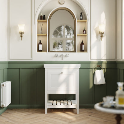 [BFRY125H] Coppenhall Traditional 1 Drawer Floor Standing Vanity Basin Unit with 0 Tap Hole Fireclay Basin, Choice of Size and Colour - Lifestyle 1