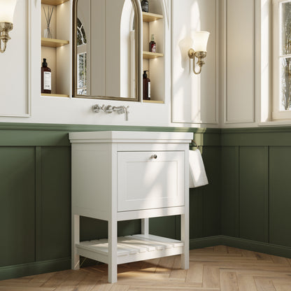 [BFRY125H] Coppenhall Traditional 1 Drawer Floor Standing Vanity Basin Unit with 0 Tap Hole Fireclay Basin, Choice of Size and Colour - Lifestyle 3