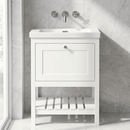 [BFRY125K] Coppenhall Contemporary 1 Drawer Floor Standing Vanity Unit - Choice of Size and Colour - Silo