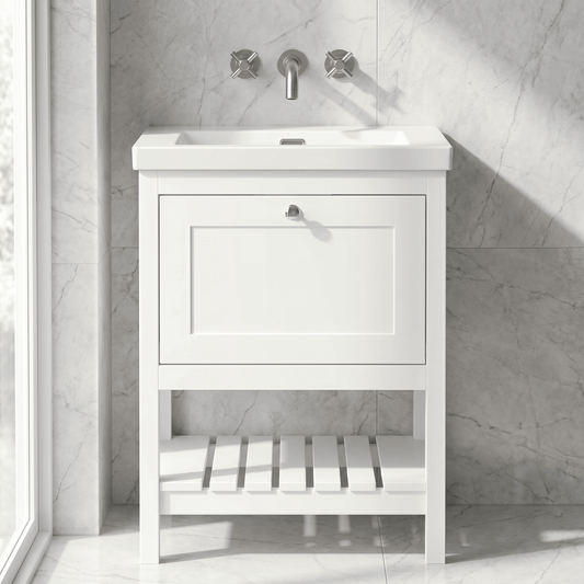 [BFRY125K] Coppenhall Contemporary 1 Drawer Floor Standing Vanity Unit - Choice of Size and Colour - Silo