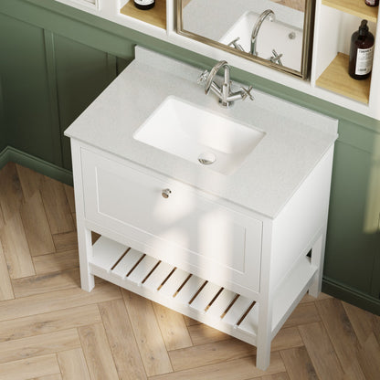 [BFRY127WS1] Coppenhall Traditional 1 Drawer Floor Standing Vanity Unit with Marble Worktop, Choice of Size and Finish - Lifestyle 2