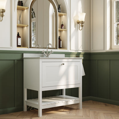 [BFRY127WS1] Coppenhall Traditional 1 Drawer Floor Standing Vanity Unit with Marble Worktop, Choice of Size and Finish - Lifestyle 3