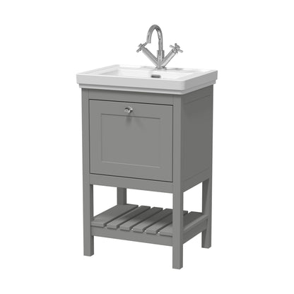 [BFRY223A] Balterley Rye Bathroom Floor Standing 1 Drawer Vanity & 1 Tap Hole Basin, Cool Grey, 531mm - Cutout
