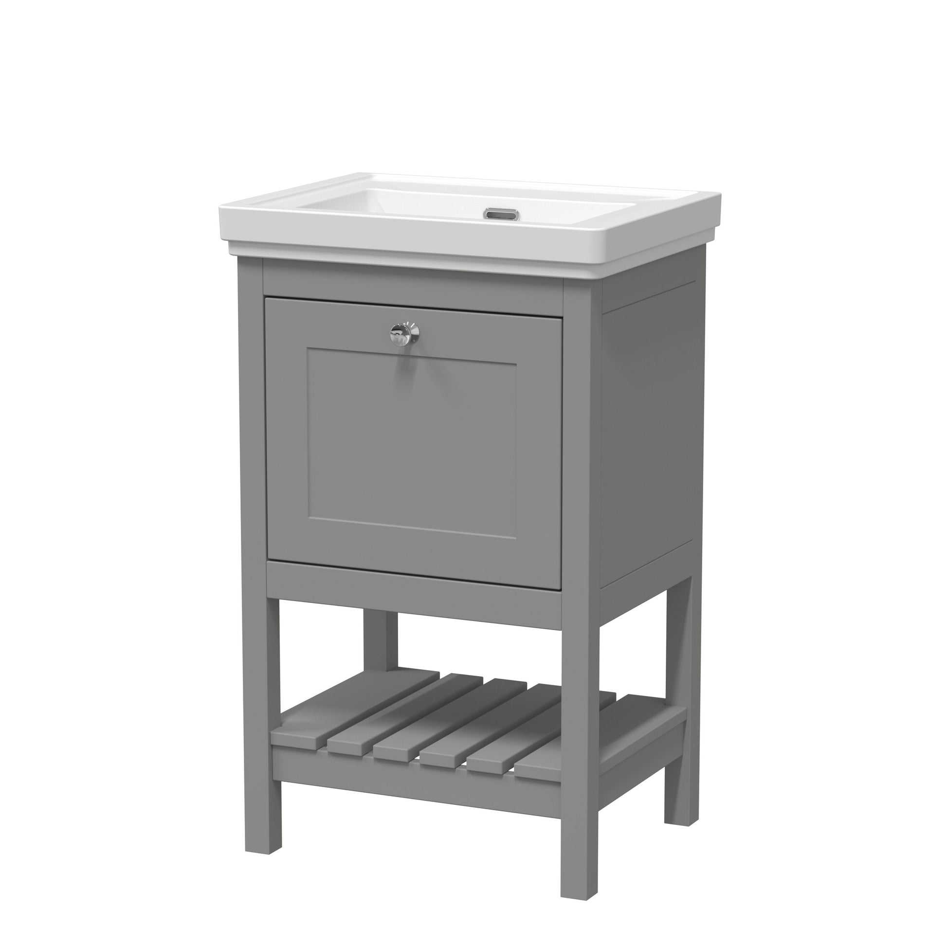 [BFRY223H] Coppenhall Traditional 1 Drawer Floor Standing Vanity Basin Unit with 0 Tap Hole Fireclay Basin, Choice of Size and Colour - Cutout