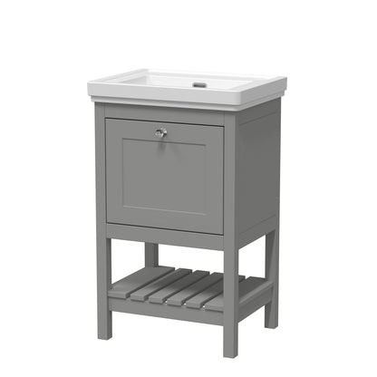 [BFRY223H] Coppenhall Traditional 1 Drawer Floor Standing Vanity Basin Unit with 0 Tap Hole Fireclay Basin, Choice of Size and Colour - Cutout