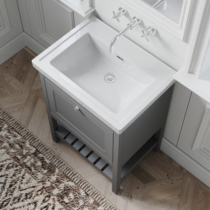 [BFRY225H] Coppenhall Traditional 1 Drawer Floor Standing Vanity Basin Unit with 0 Tap Hole Fireclay Basin, Choice of Size and Colour - Lifestyle 2